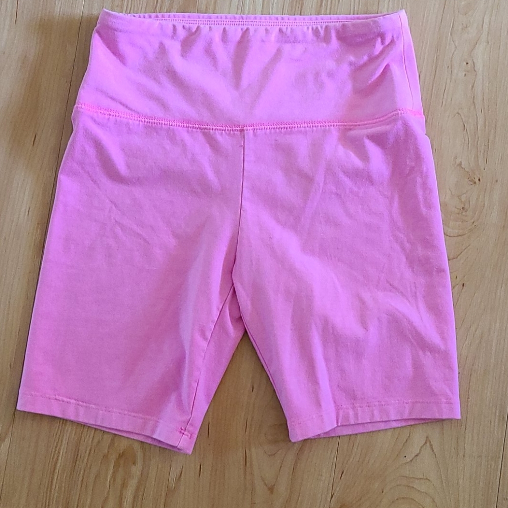 Pink spandex workout shorts